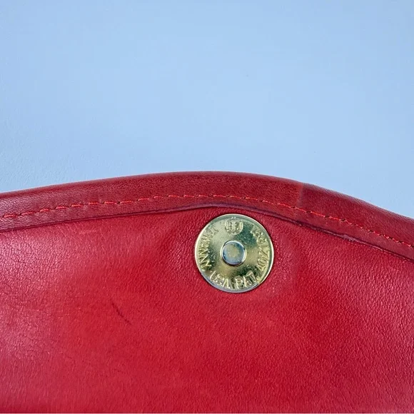Vintage Coach Red Leather Envelope Clutch / Wallet — Bold Color Statement Piece - Picture 10 of 16
